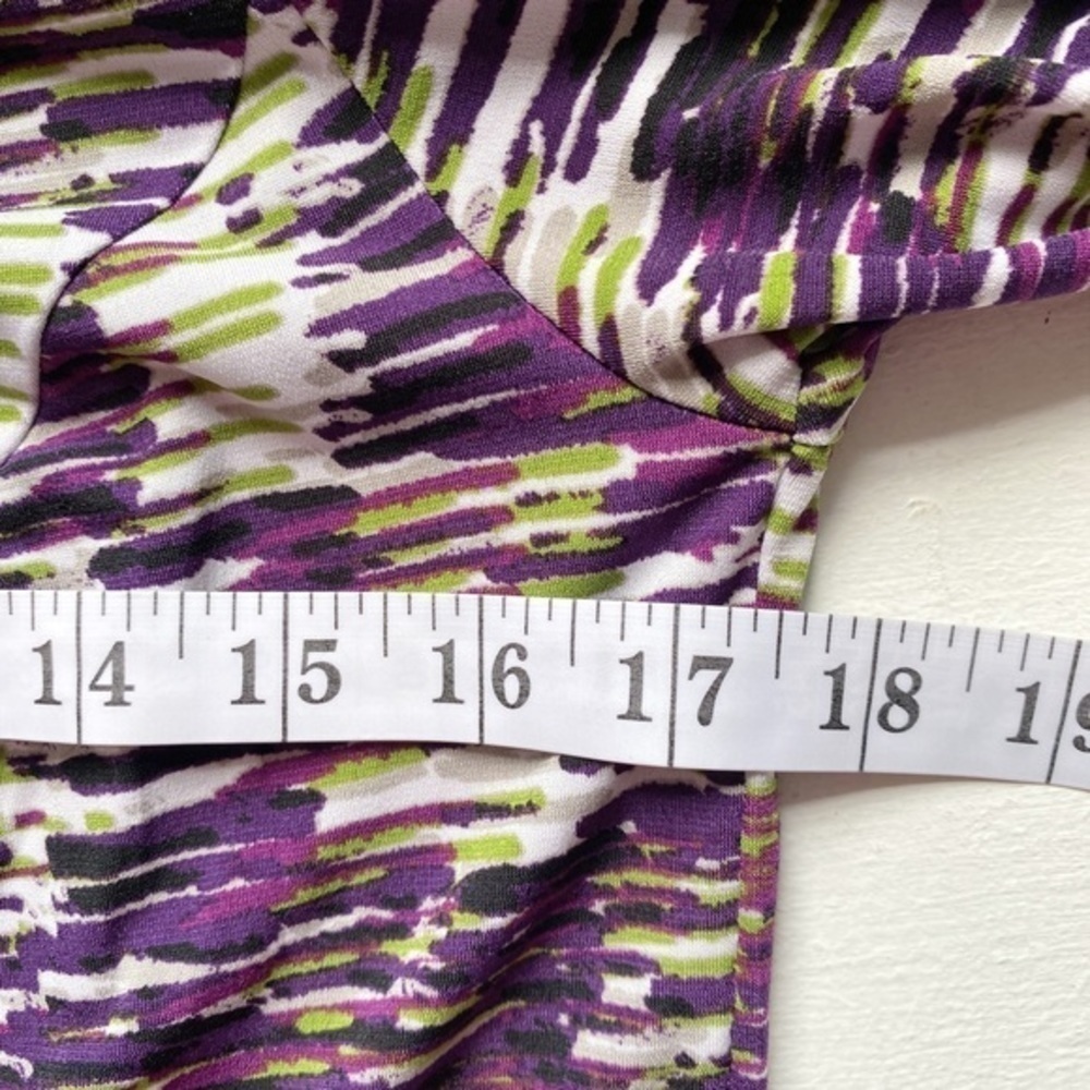 Kasper Purple, Green, Gray, and White Abstract Print ALTERED Midi Dress - Picture 9 of 15